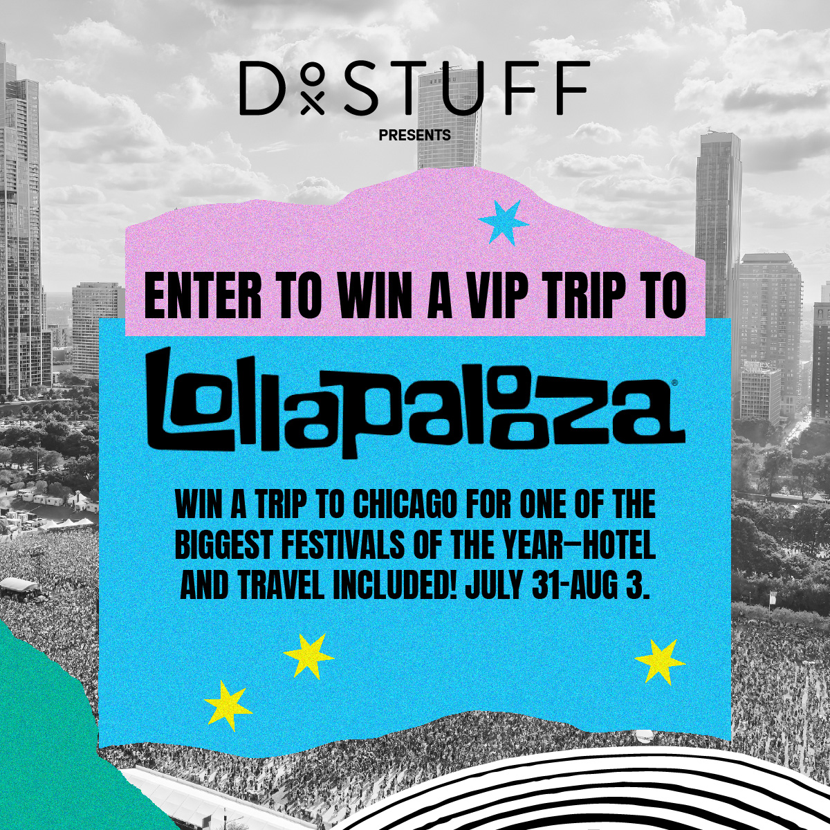 Do615 (@do615nashville) on Twitter photo Win a <a href="/lollapalooza/">Lollapalooza</a> Flyaway for 7/31-8/3! Catch <a href="/oliviarodrigo/">Olivia Rodrigo</a>, <a href="/tylerthecreator/">T</a>, <a href="/SabrinaAnnLynn/">Sabrina Carpenter</a>, <a href="/asvpxrocky/">LORD FLACKO JODYE II</a>, & <a href="/lukecombs/">Luke Combs 🎤</a>. Prize includes two VIP tickets, 5-Night Hotel Stay + Flight Credit! #Lollapalooza
network.dostuffmedia.com/chicago-flyaway Win a <a href="/lollapalooza/">Lollapalooza</a> Flyaway for 7/31-8/3! Catch <a href="/oliviarodrigo/">Olivia Rodrigo</a>, <a href="/tylerthecreator/">T</a>, <a href="/SabrinaAnnLynn/">Sabrina Carpenter</a>, <a href="/asvpxrocky/">LORD FLACKO JODYE II</a>, & <a href="/lukecombs/">Luke Combs 🎤</a>. Prize includes two VIP tickets, 5-Night Hotel Stay + Flight Credit! #Lollapalooza
network.dostuffmedia.com/chicago-flyaway