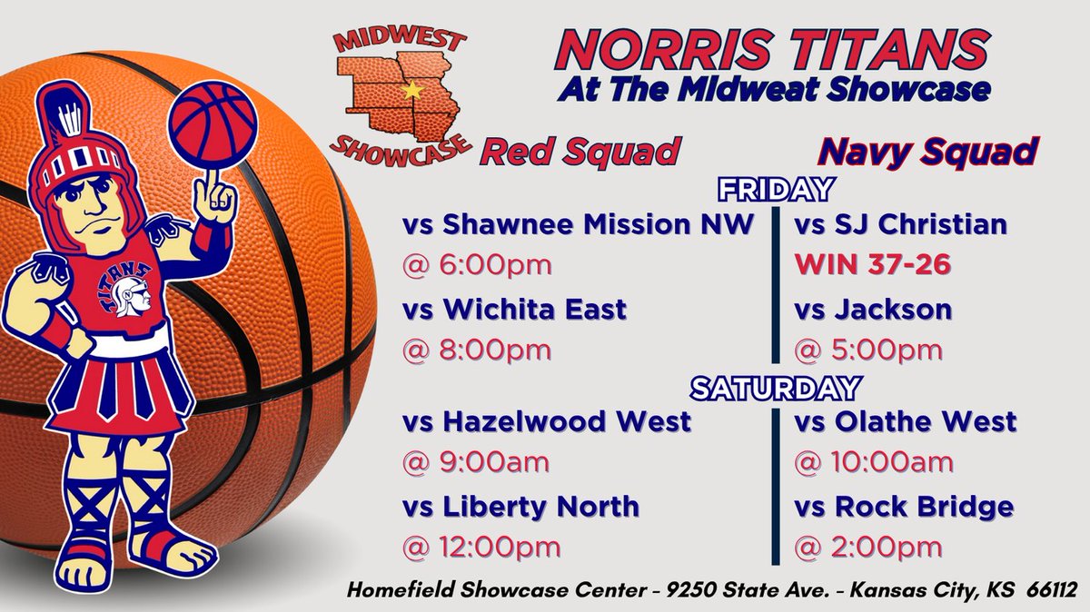 Norris Titan Girls Basketball (@norristitangbb) on Twitter photo Titans at the <a href="/MW_Showcase/">Midwest Showcase</a> this weekend! Should be some great challenges in front of us. Awesome experience to get to play top tier teams from neighboring states! Let's Go!! #dbwhsh Titans at the <a href="/MW_Showcase/">Midwest Showcase</a> this weekend! Should be some great challenges in front of us. Awesome experience to get to play top tier teams from neighboring states! Let's Go!! #dbwhsh