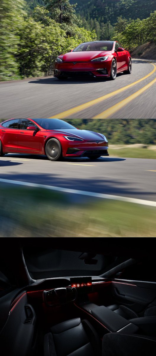 xGrid_pics's tweet photo. Tesla Model S & X are now even better – launching today in the US 🇺🇸

Highlights:

🚗 Frost Blue paint color

🚗 Up to 410 miles of range (Model S Long Range – our longest range Tesla yet)

🚗 Even quieter inside: less wind + road noise & more effective Active Noise Cancellation

🚗 New wheel designs & improved aerodynamics = more range

🚗 Front fascia camera for better visibility

🚗 Dynamic ambient lighting that brings unique animations along the dash & doors upon entry

🚗 An even smoother ride thanks to new bushings & suspension design

🚗 Adaptive driving beams

🚗 New exterior styling for Model S Plaid, optimized for high-speed stability

🚗 More space for 3rd row occupants & cargo (Model X)

With xGrid you can build this effect → https://t.co/7ASpym14SW