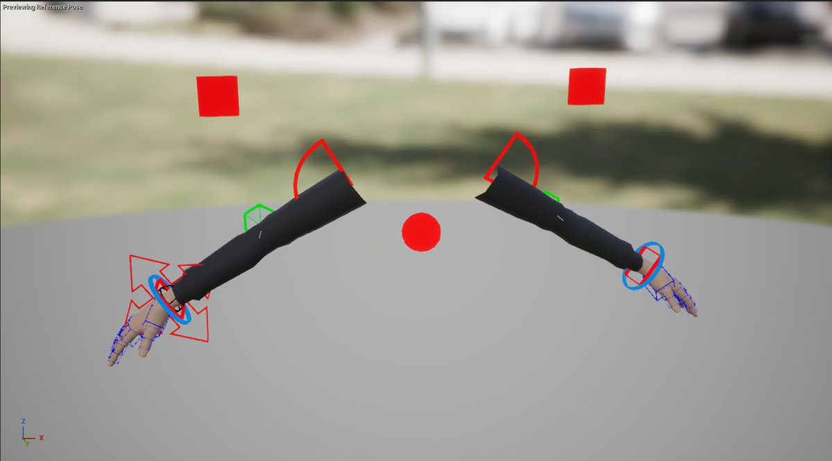 UpCastAlex's tweet photo. Here is in early version of the FPS Arms.

Shout out to Scribbletoad on Sketchfab for their low-poly hand model, I used that as a base to model the arms and tweaked the hands in order to get a smooth bend at the fingers.

The arms and hands were rigged with Rigify in blender. https://t.co/Q0k97G4vnW