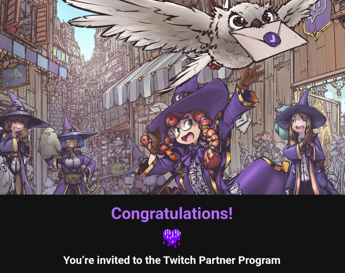 WE DID IT! WE FREAKING DID IT!
I cannot express how happy I am and how much everyone's love and support means to me!! 

#TwitchPartner
