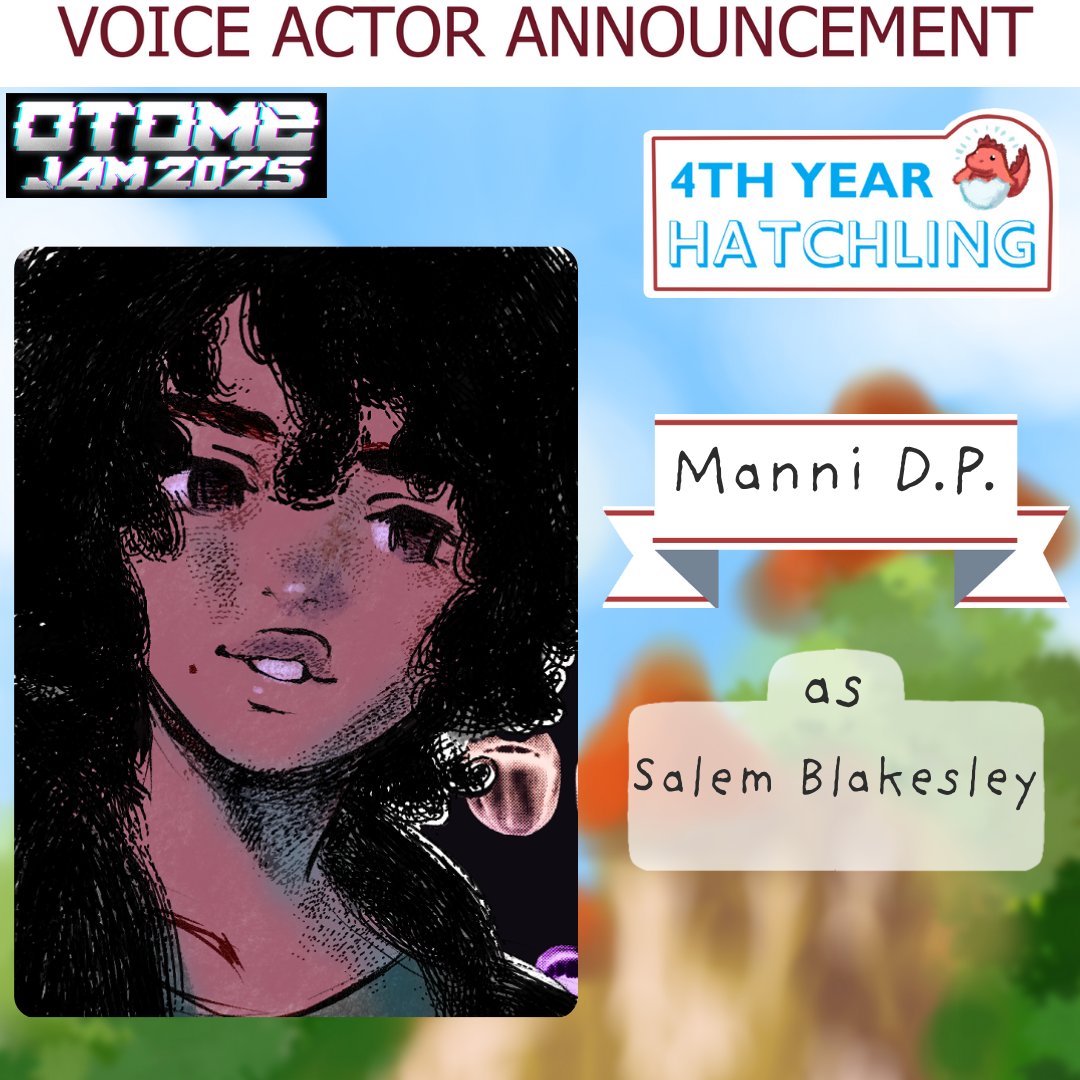Manni_DP's tweet photo. ROLE ANNOUNCEMENT
Soon you'll be able to hear me voice the MC's younger sibling in #4thYearHatchling 
Thank you so much @KRhodesVA for bringing me on!

You can see the cast announcement trailer here:
https://t.co/7nViDqXjy3 https://t.co/VFpqT1T6MU
