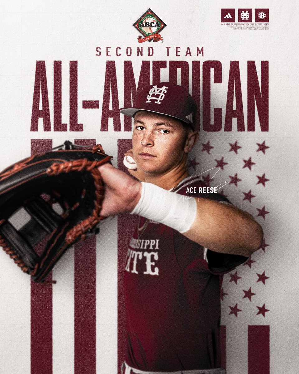 Third baseman <a href="/TheRealAceReese/">Ace</a> was named second team All-America by <a href="/ABCA1945/">ABCA</a>. #HailState🐶

📰: hailst.at/4l55UwE
