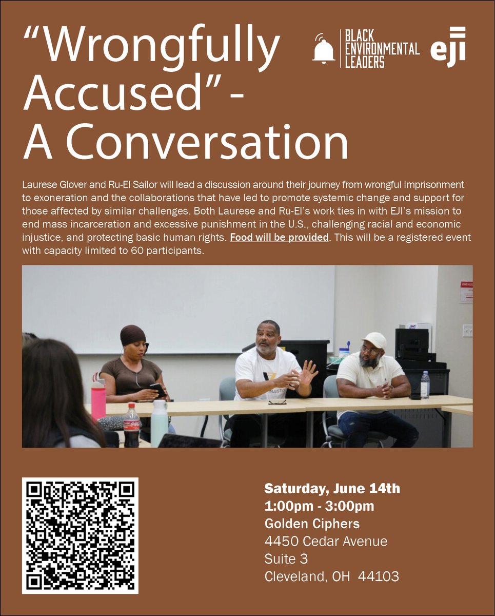 BlkEnviroLeader's tweet image. Join us tomorrow for the Wrongfully Accused Conversation led by Laurese Glover and Ru-El Sailor. This is a free event, reserve your spot now: loom.ly/mFSqsdo