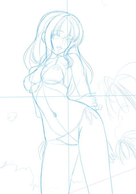 おはようございます!
朝お絵かき。
ビキニ描きます! 