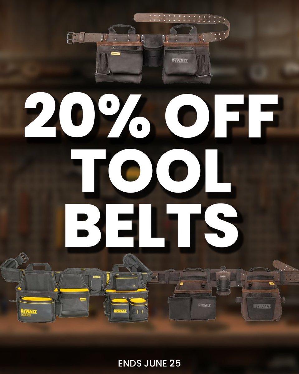 Save 20% on tool belts! Offer ends June 25th!