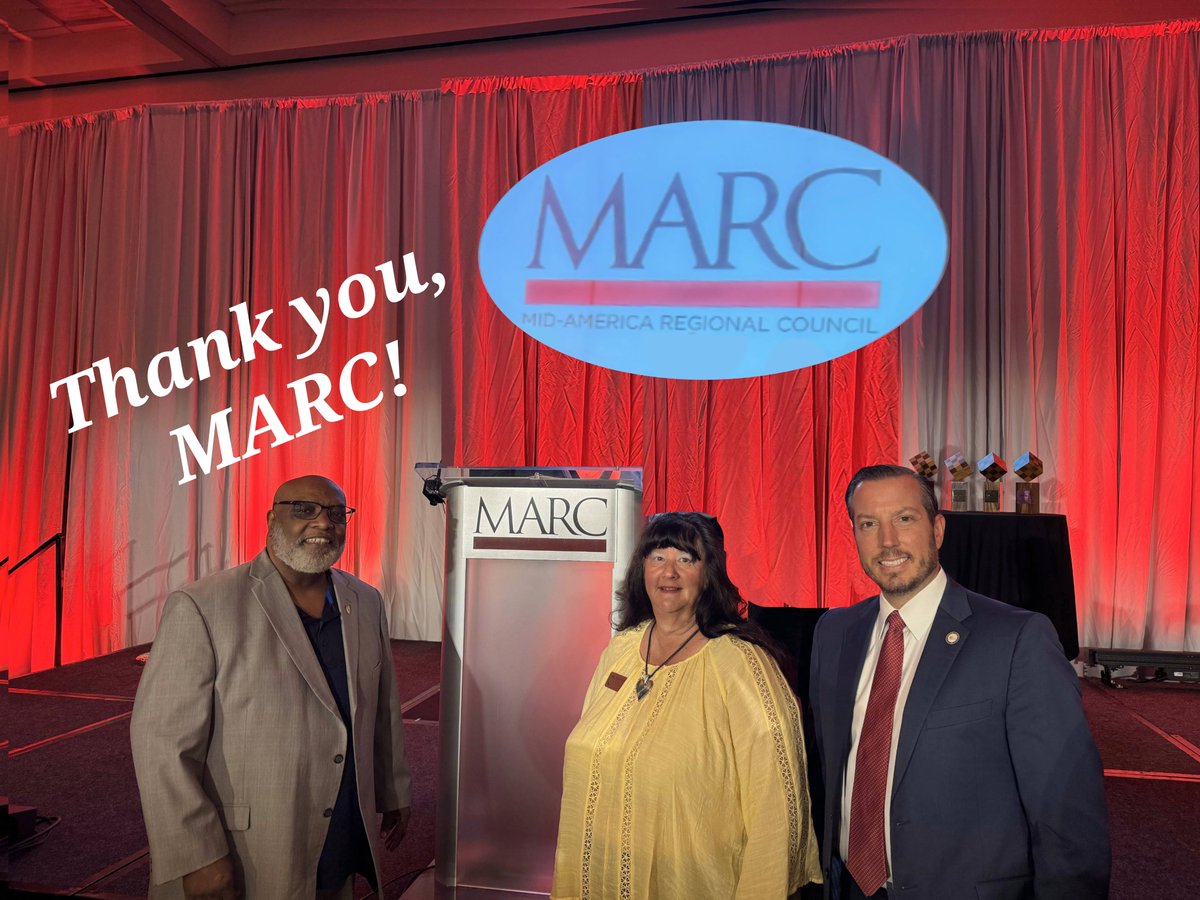 Today, City Council President Ben Sims (right to left), Councilmember Shari D. Standiferd, Councilmember Vernon J. Fields, and City staff represented Basehor at theMid-America Regional Council Regional Assembly and Leadership Awards.