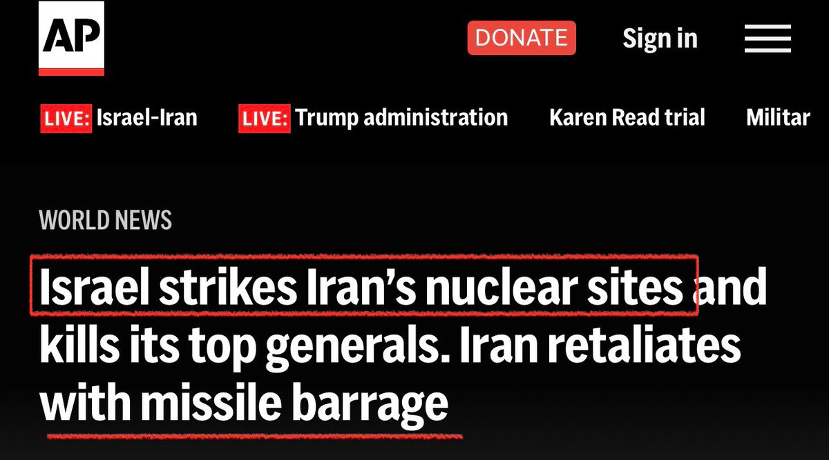 Look at the framing in U.S. media.

Israel “targets nuclear sites,” Iran “fires at Israel.” This language is deliberately used to justify Israel’s illegal attacks, while ignoring civilians killed and residential buildings targeted in Iran.