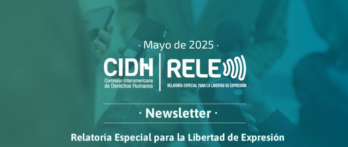 Relatoría Especial p/la Libertad Expresión (CIDH) (@rele_cidh) on Twitter photo Llega el fin de semana y también el #Newsletter de la <a href="/RELE_CIDH/">Relatoría Especial p/la Libertad Expresión (CIDH)</a>, para actualizar los hechos más importantes relacionados con #LibertadExpresión y periodismo en la región.
Les invitamos a consultarlo: mailchi.mp/oas.org/newsle…
Y a suscribirse: oas.us6.list-manage.com/subscribe?u=af… Llega el fin de semana y también el #Newsletter de la <a href="/RELE_CIDH/">Relatoría Especial p/la Libertad Expresión (CIDH)</a>, para actualizar los hechos más importantes relacionados con #LibertadExpresión y periodismo en la región.
Les invitamos a consultarlo: mailchi.mp/oas.org/newsle…
Y a suscribirse: oas.us6.list-manage.com/subscribe?u=af…