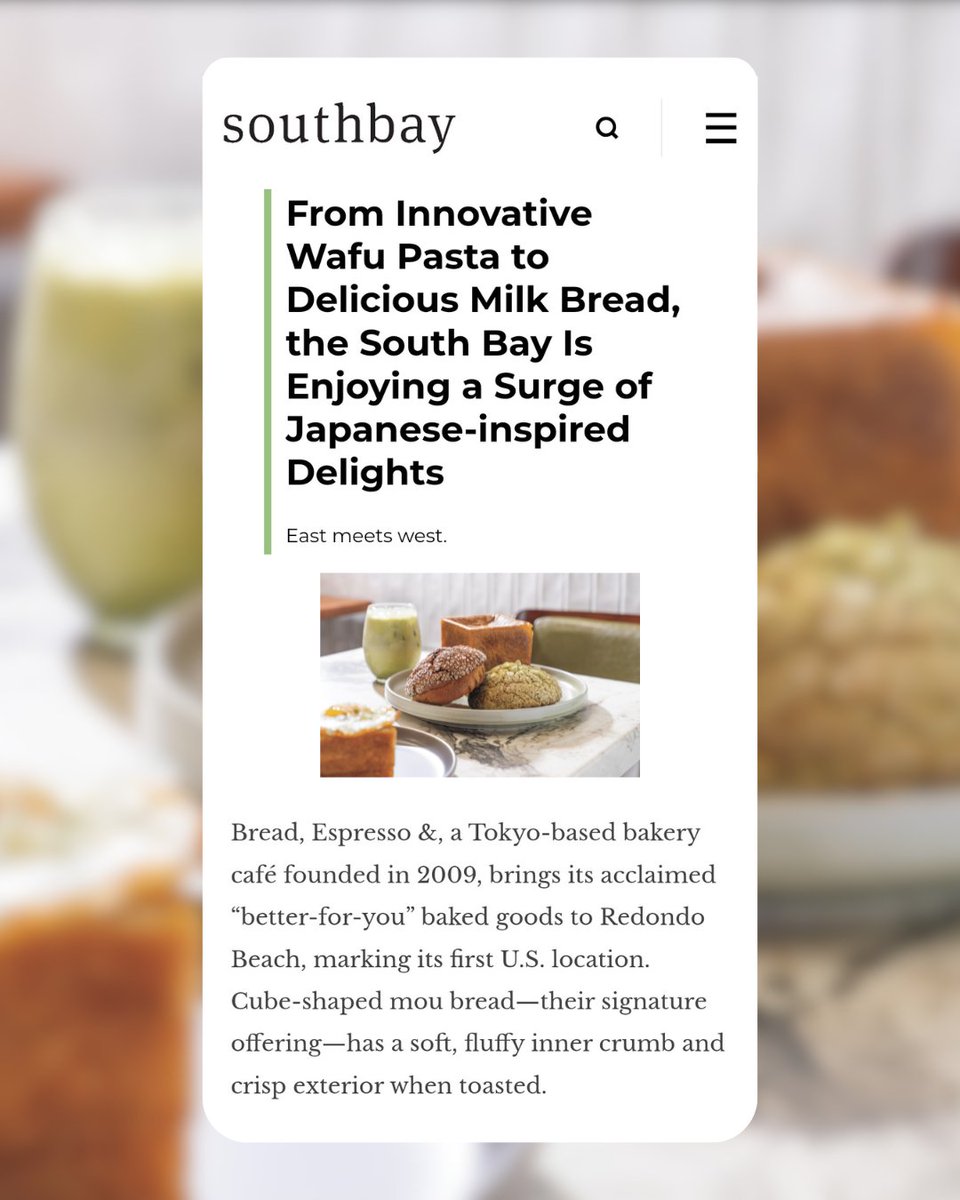 JS2 PR (@js2pr) on Twitter photo Japanese American culture is embedded in the South Bay community. Bread, Espresso & continues this history with their Mou bread! Thanks to <a href="/OurSouthbay/">Our South Bay</a> for the thoughtful inclusion.
📝 : <a href="/styleddelicious/">Kara Mickelson</a>
📸 : Shane O'Donnell
#JS2PR #BreadEspressoAnd #Southbay Japanese American culture is embedded in the South Bay community. Bread, Espresso & continues this history with their Mou bread! Thanks to <a href="/OurSouthbay/">Our South Bay</a> for the thoughtful inclusion.
📝 : <a href="/styleddelicious/">Kara Mickelson</a>
📸 : Shane O'Donnell
#JS2PR #BreadEspressoAnd #Southbay