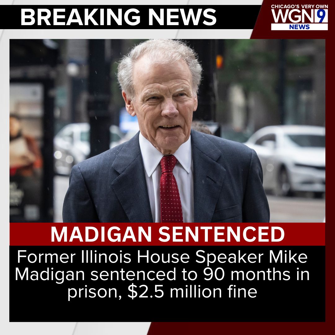 BREAKING: Former Illinois House Speaker Mike Madigan has been sentenced to 90 months in prison and will receive a $2.5 million fine.

Latest here: tinyurl.com/4aefvk87