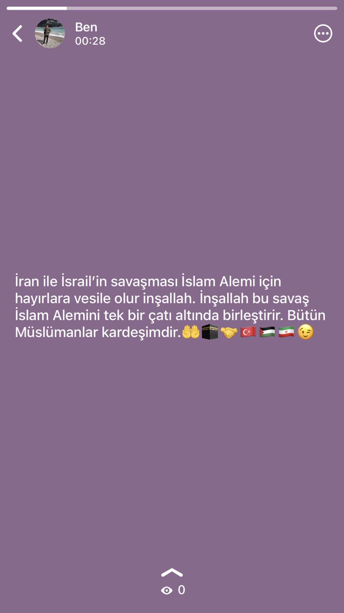 #Iran #Allahuekber #israil Keşke aynı anda 3-5 Müslüman ülkeden füzeler ateşlensede, İsrail sonsuza dek yok olup gitse. Ortadoğu’nun pisliğidir İsrail. Sana devlet diyenin yüzüne tüküreyim.#tahran #Israel  Bütün Müslümanlar kardeşimdir 🤲🕋🤝🇹🇷🇵🇸🇮🇷😉