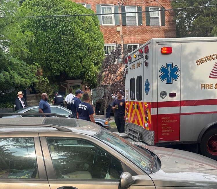 Update: The victim is a man in his 50s shot in the leg with significant blood loss. The suspect was possibly injured as well but remains at large.