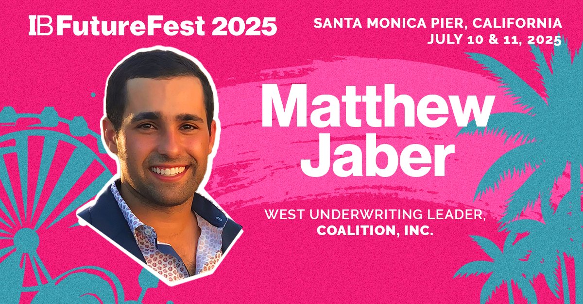 Coalition (@solvecyberrisk) on Twitter photo Headed to <a href="/InsuranceBizUS/">Insurance Business America</a>'s IB FutureFest in Santa Monica? 🌴
Make sure you add the "How to predict the unpredictable: underwriting innovations for modeling what's to come" session with Matthew Jaber, West Underwriting Leader, to your personal agenda: bit.ly/4mMHV78 Headed to <a href="/InsuranceBizUS/">Insurance Business America</a>'s IB FutureFest in Santa Monica? 🌴
Make sure you add the "How to predict the unpredictable: underwriting innovations for modeling what's to come" session with Matthew Jaber, West Underwriting Leader, to your personal agenda: bit.ly/4mMHV78