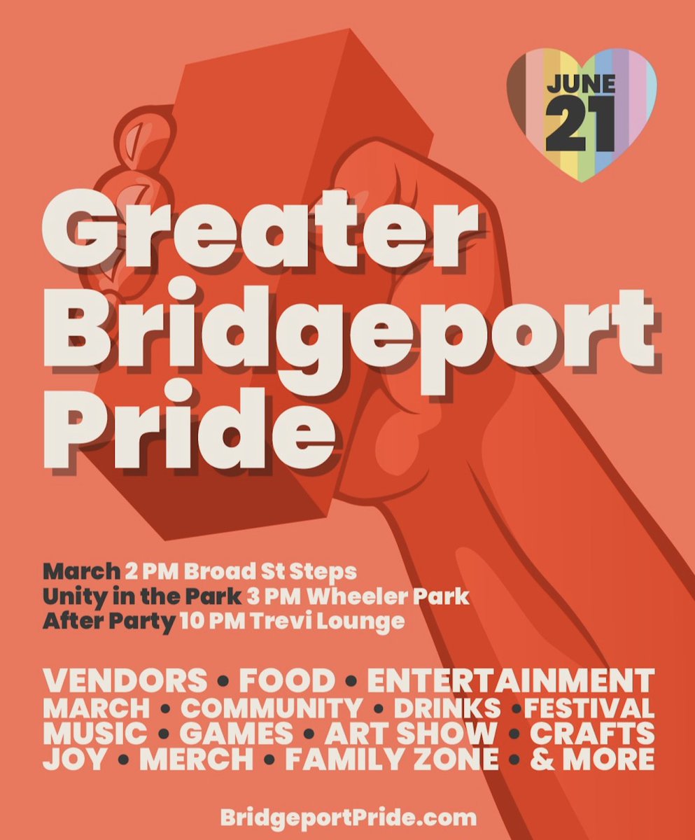Join us on Saturday, June 21 for Greater Bridgeport Pride! We'll be around from 2-8pm at Wheeler Park so stop by and chat 🌈 🩷