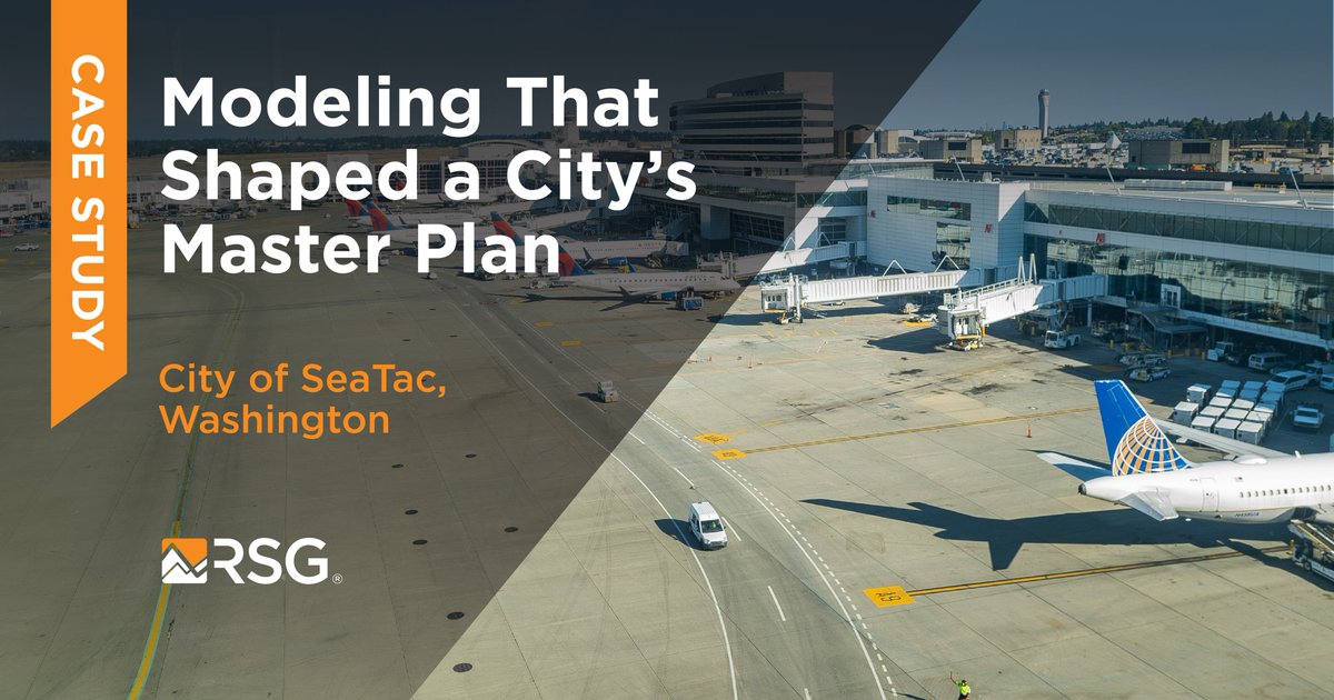 RSG_inc's tweet image. How does a city plan around a major airports future? W/ SeaCast, RSG & @SeaTacWA built Envision SeaTac 2044, aligned local vision w/ regional policy & won the 2025 APA & PAW Joint Planning Award.
Learn more! rsginc.com/case-study/env… #Airport #TravelDemand #ModelDevelopment