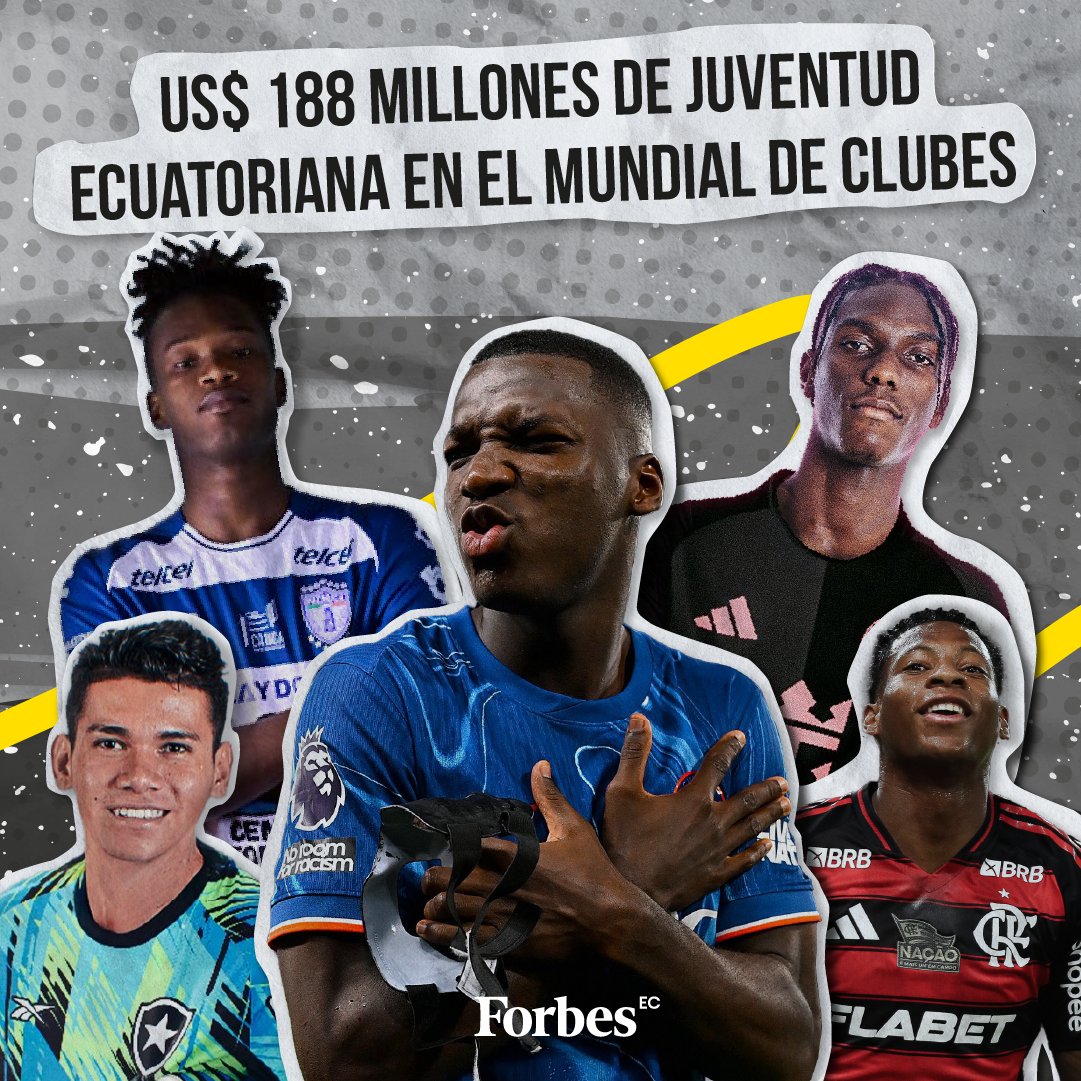 ⚽🇪🇨 Cinco futbolistas ecuatorianos participarán en el Mundial de Clubes 2025, torneo que entregará US$ 1.000 millones en premios y reúne a 32 equipos en Estados Unidos. Los jugadores de Ecuador, que suman un valor de mercado de US$ 188,43 millones, destacan por su juventud y