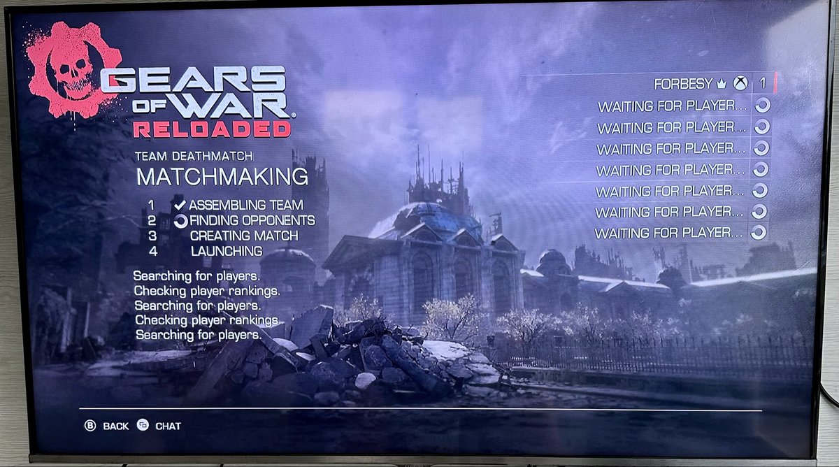 It’s clear that the Gears of War beta isn’t working… stuck on this screen, unable to find or join any games, lots of this all over <a href="/x/">X</a> 
Cannot wait to relive this game! #GearsOfWarReloaded #GearsofWar #standingby