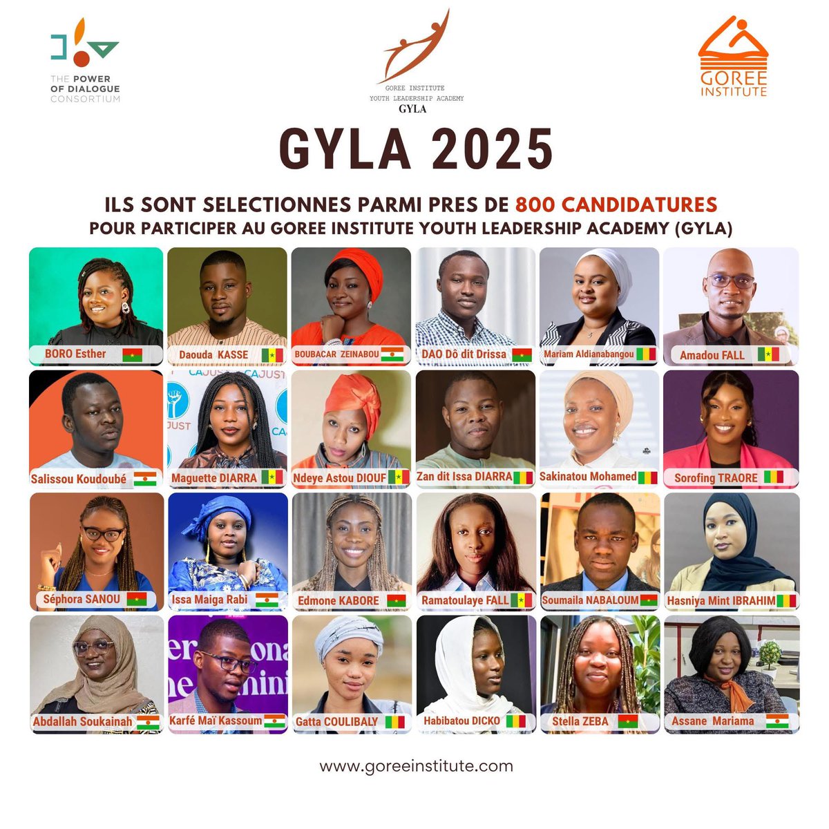 SakinaWalet's tweet photo. 𝐆𝐘𝐋𝐀 𝟐𝟎𝟐𝟓 :J’ai  le plaisir de vous annoncer ma sélection parmis 24 jeunes  pour la 4e édition du programme Gorée Institute Youth leadership Academy (GYLA). Nous sommes  du Sénégal🇸🇳, du Mali 🇲🇱, du Niger 🇳🇪 du Burkina Faso 🇧🇫@NimdMali @GoreeInstitute #powerofdialogue https://t.co/MMuKNAg3cY