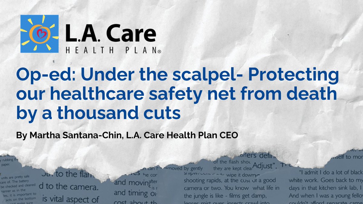 “Cutting [Medicaid] funding or imposing new restrictions would devastate families already struggling,” says Martha Santana-Chin, L.A. Care Health Plan CEO

#MedicaidMatters

Read the Op-ed here: bit.ly/41qBr5f