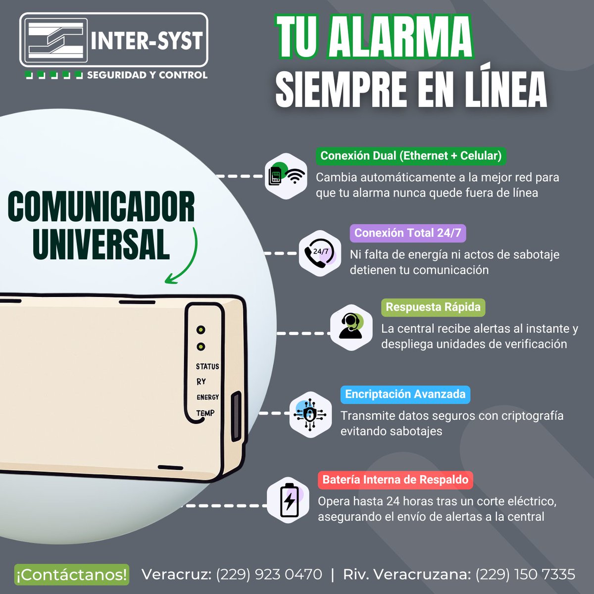 Intersyst_MX's tweet image. 𝐄𝐥 𝐜𝐨𝐦𝐮𝐧𝐢𝐜𝐚𝐝𝐨𝐫 𝐪𝐮𝐞 𝐥𝐨 𝐜𝐨𝐧𝐞𝐜𝐭𝐚 𝐭𝐨𝐝𝐨 🛜

Convierte cualquier panel de alarma en un sistema inteligente y tenlo siempre conectado. Tu sistema evoluciona sin necesidad de reemplazarlo 🛡

#Seguridad #INTERSYST