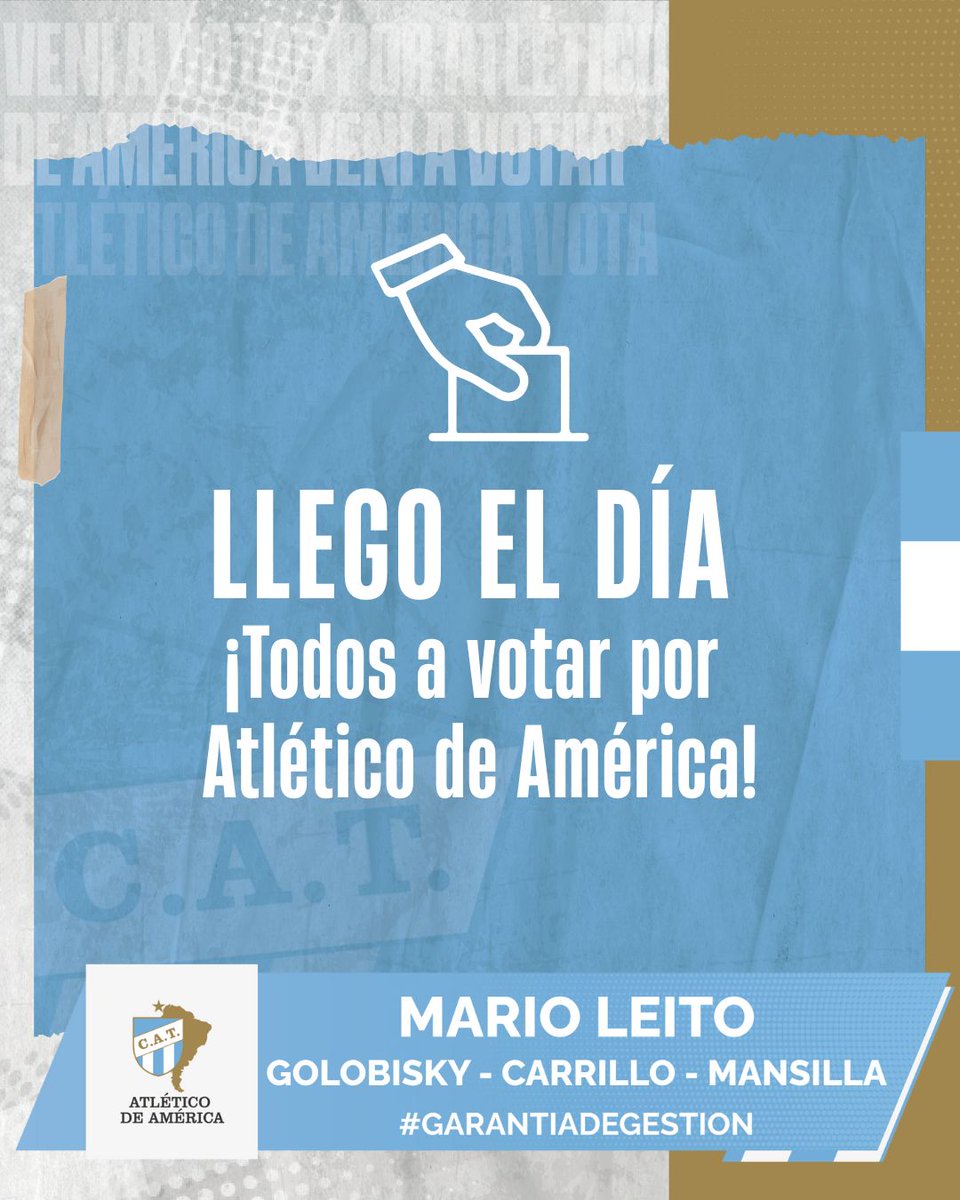 🗳 ¡Llegó el día que tanto esperamos! 

💪 ¡Vamos todos por el triunfo de Atlético de América! 

#AtleticoTucumanElige