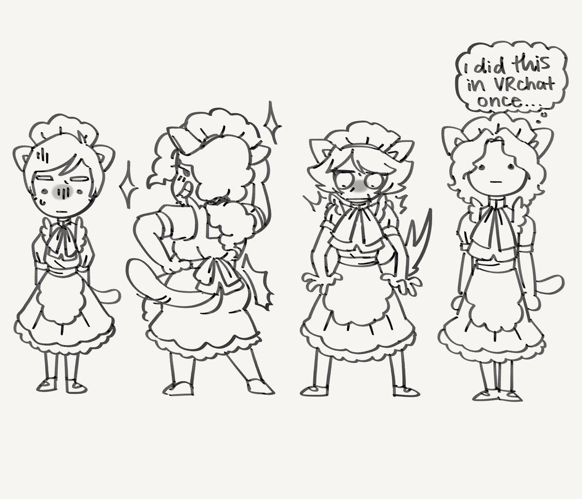 elast1cbead's tweet image. My frends and I as cat maids !! , for some reason😾😾🔥🔥