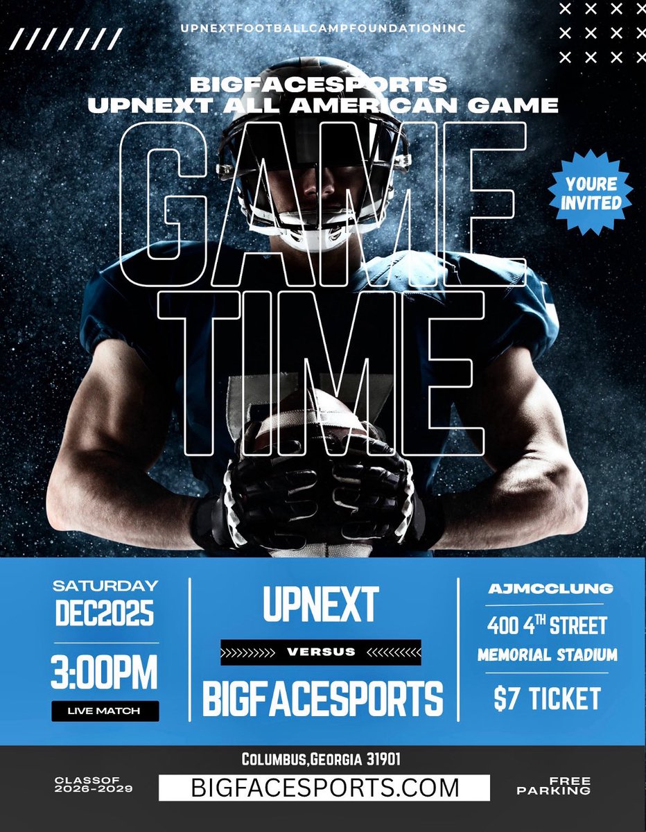 James “JD”Davidson (@jamess_davidson) on Twitter photo Blessed to receive an invite to the <a href="/BigfacesportsT/">BigFaceSports Recruiting Team</a> All-American Game! Ready to work 🙏🏽
<a href="/Alex_B2C/">Alex Born to Compete</a> <a href="/borntocompete/">Born to Compete™</a> <a href="/RecruitMcintosh/">Mcintosh Football</a> <a href="/BenMoore247/">Ben Moore</a>
@Chowan6464 <a href="/UANextFootball/">All-America Game</a>
@PrepRedZoneNext @SWiltfong
@GaVarsityRivals <a href="/FayetteSports/">Fayette Co. GA Sports</a>
<a href="/RecruitGeorgia/">Recruit Georgia</a> <a href="/GregSmithRivals/">Greg Smith</a>
<a href="/Schultz_Report/">Jordan Schultz</a> Blessed to receive an invite to the <a href="/BigfacesportsT/">BigFaceSports Recruiting Team</a> All-American Game! Ready to work 🙏🏽
<a href="/Alex_B2C/">Alex Born to Compete</a> <a href="/borntocompete/">Born to Compete™</a> <a href="/RecruitMcintosh/">Mcintosh Football</a> <a href="/BenMoore247/">Ben Moore</a>
@Chowan6464 <a href="/UANextFootball/">All-America Game</a>
@PrepRedZoneNext @SWiltfong
@GaVarsityRivals <a href="/FayetteSports/">Fayette Co. GA Sports</a>
<a href="/RecruitGeorgia/">Recruit Georgia</a> <a href="/GregSmithRivals/">Greg Smith</a>
<a href="/Schultz_Report/">Jordan Schultz</a>