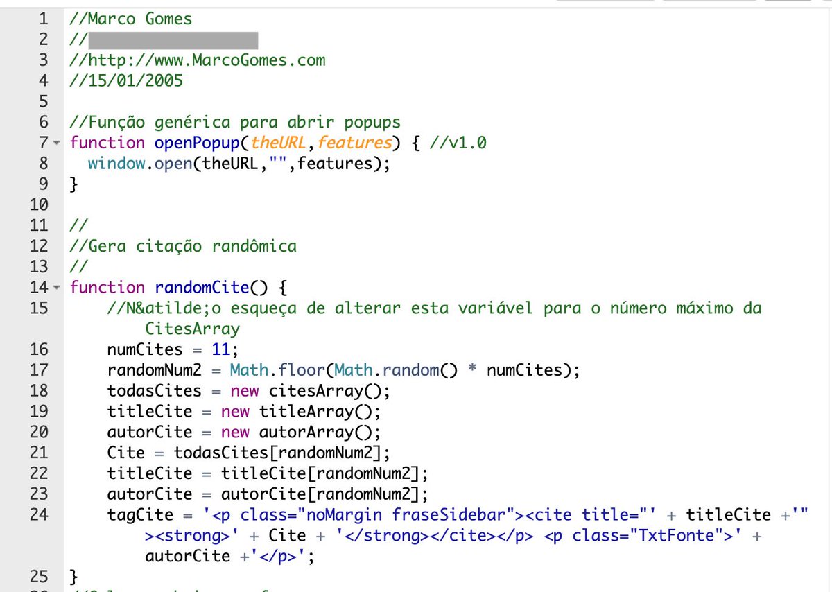os códigos que a gente acha fuçando arquivo antigo… 2005!