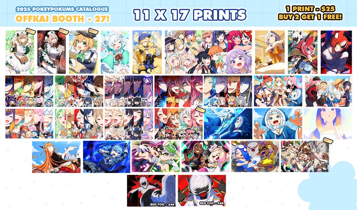 Here's my #OffkaiGen4 catalog with new goodies!! :D

I will be located at ✨ BOOTH 27 ✨!! 

🆕 Acrylic Dioramas
🆕 Acrylic Standees
🆕 Plushies
🆕 Charms / Keychains
🆕 Prints / Posters
🆕 Desk Mats

...And returning freebies!! :D More 📸 photos/info below!! ⬇️ ⬇️ ⬇️
1/2