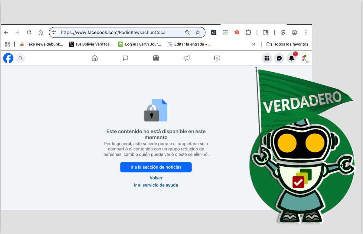 La página de Radio Kawsachun Coca (RKC)  📻 en Facebook ya no está disponible; su director afirma que los denunciaron “por terrorismo”.  boliviaverificaelecciones.bo/la-pagina-de-r…… #BoliviaVerifica #RKC #EvoMorales #radio #KawsachunCoca