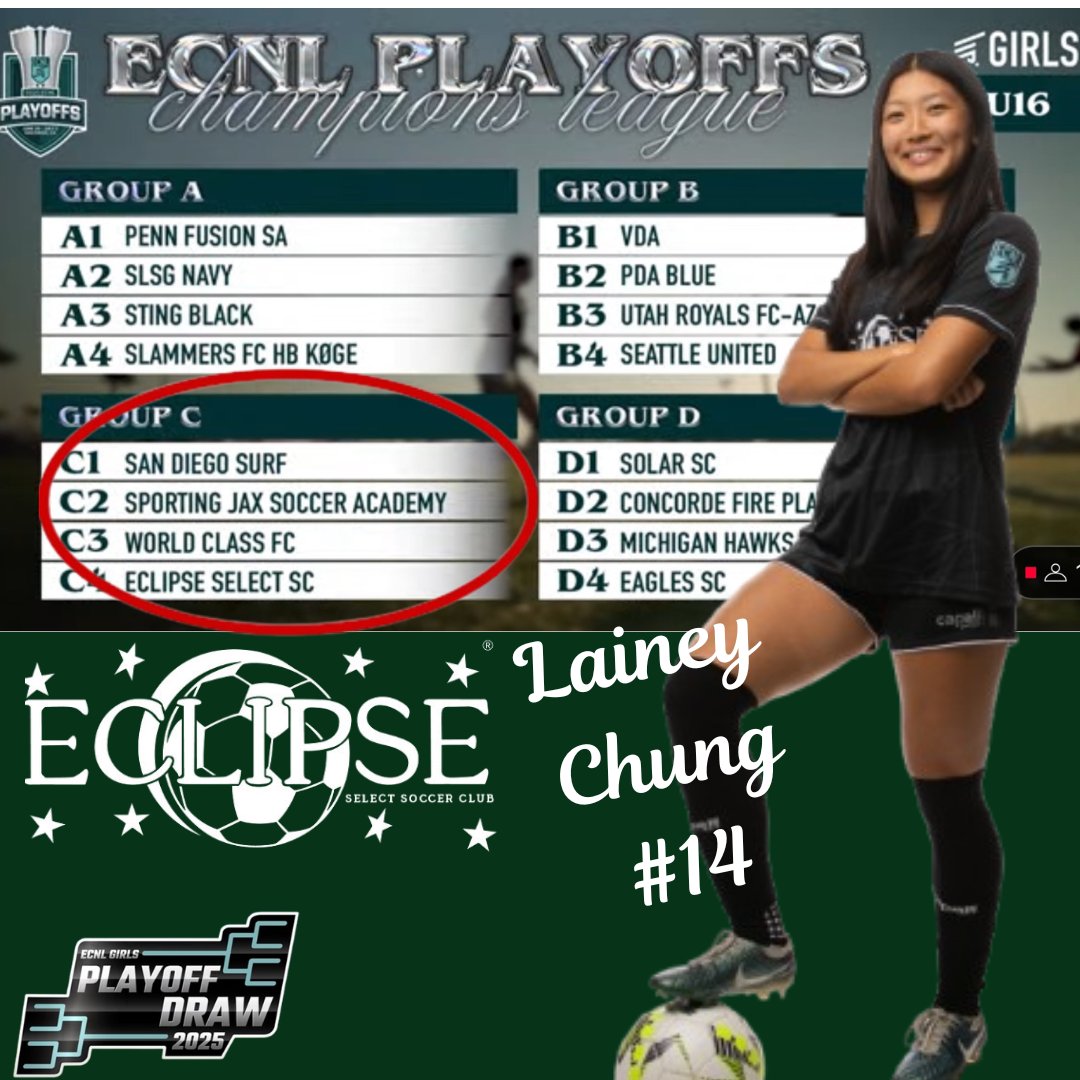 Coaches, here's <a href="/ECNLgirls/">ECNL Girls</a> Champions League Playoffs bracket with <a href="/2009EclipseEcnl/">Eclipse Select 2009 ECNL</a>  in San Diego! 
Excited for the competition and the opportunity to connect. Hope to see you there!

<a href="/TopDrawerSoccer/">TopDrawerSoccer</a> <a href="/PrepSoccer/">Prep Soccer ⚽️</a> <a href="/TheSoccerWire/">SoccerWire</a> <a href="/ImYouthSoccer/">ECNL/GA/Recruiting/College Soccer</a> <a href="/ImCollegeSoccer/">College Soccer Truth ™</a> <a href="/EclipseSelectSC/">Eclipse Select SC</a>