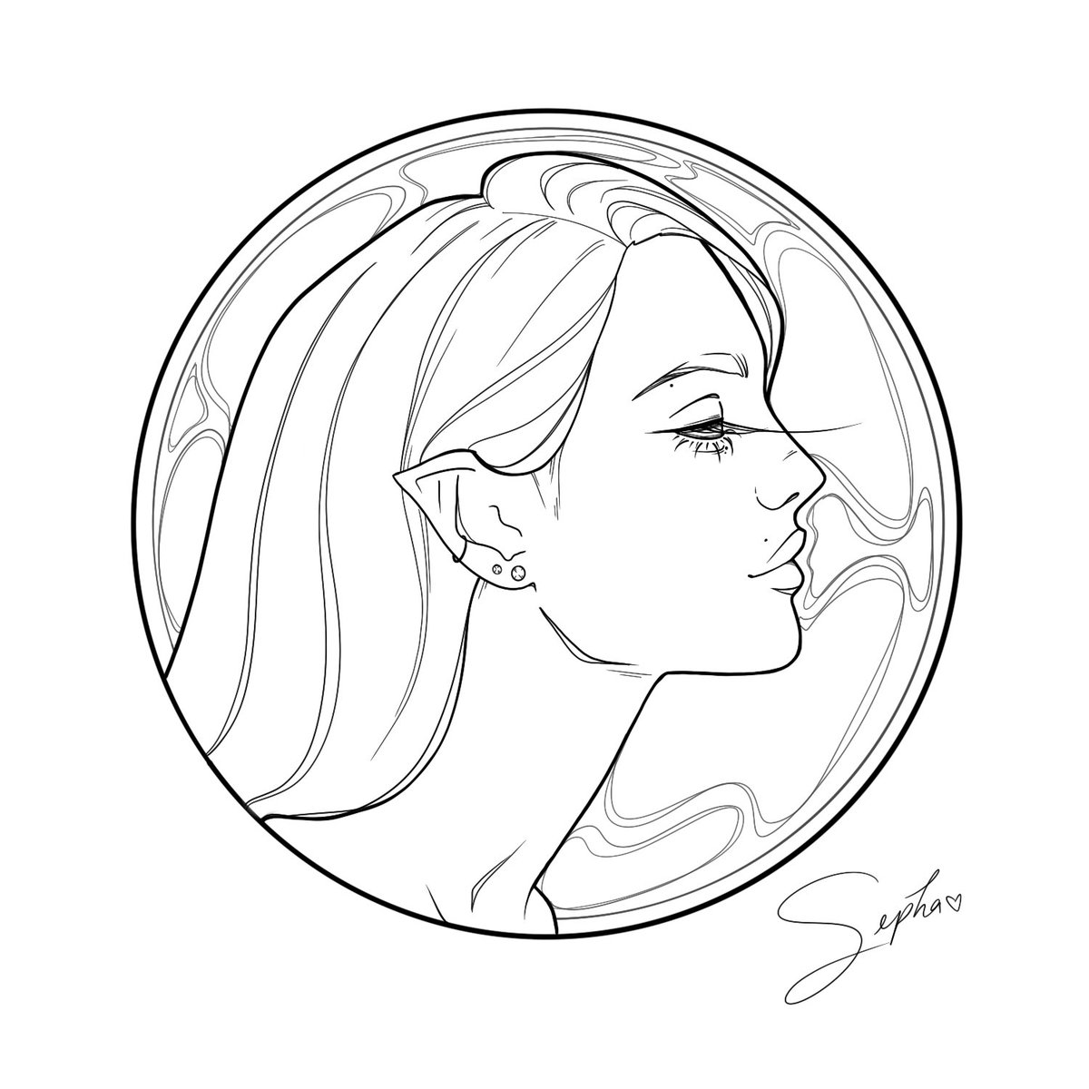 this was originally gonna be a ych and then i tried a few hairstyles and remembered why i dont draw in profile so here have this drawing with my go to hair 😭