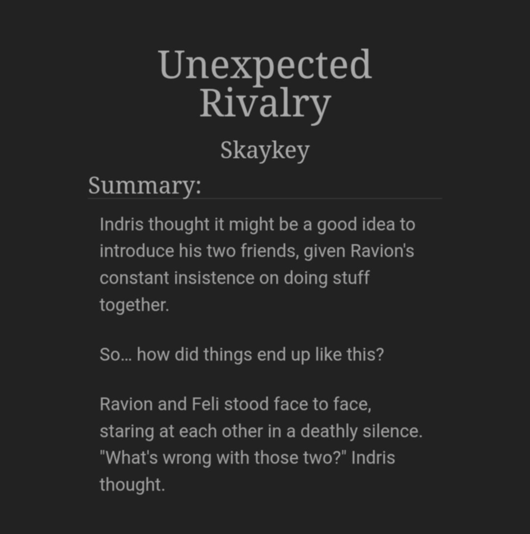 sora_skaykey's tweet photo. 🏹👑IndrisxRavion oneshot.
Nothing serious, full silly stuff I wanted to get out of my head after thinking about how they could interact with Feli 🤣🤧Basically Ravion gets jealous 🤣
link:
https://t.co/nEMrQoVeZn
#AfkJourney #Ravion #Indris #InRavi #インサリ https://t.co/30aSPb9Uwx