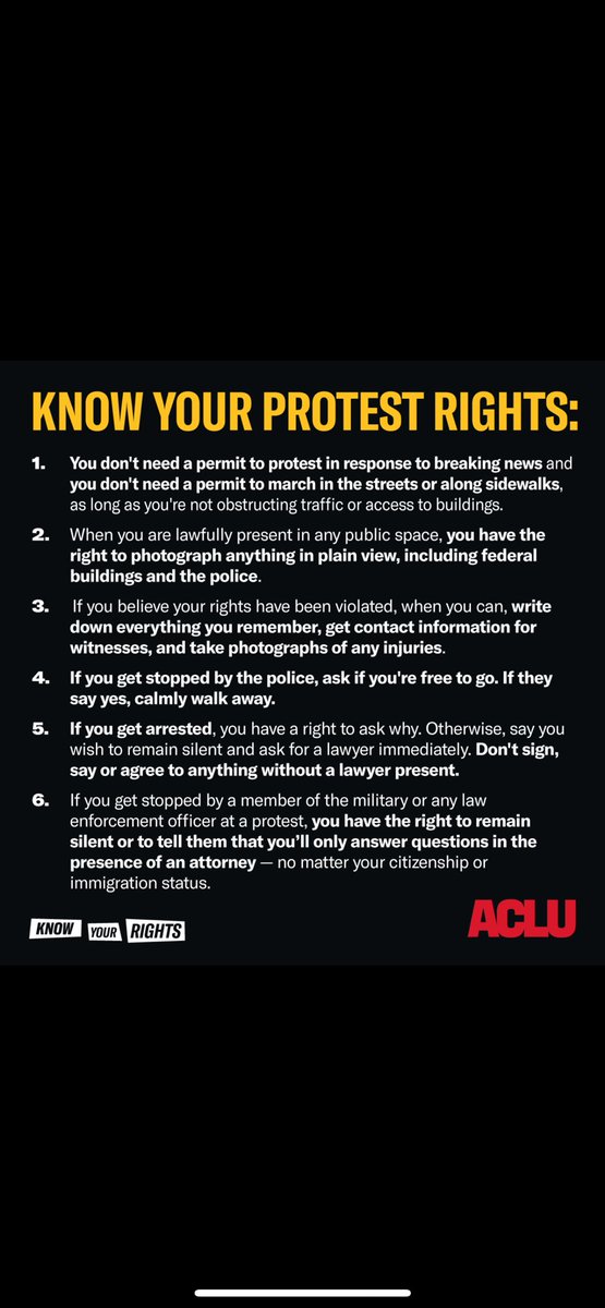 If you’re going to protest tomorrow, please keep it peaceful 

Whether you agree with it or not every American right to protest and I will always support these rights ! 

So know your rights and be safe ! Especially in Florida