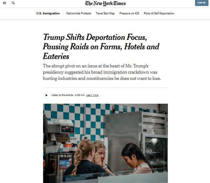 🚨Trump frenaría redadas contra migrantes, reporta NYT

Según un correo al que tuvo acceso The New York Times, el gobierno de EU pausaría los operativos migratorios en sectores como agricultura y hostelería, ante el rechazo creciente a estas medidas.

🔗 nytimes.com/2025/06/13/us/…