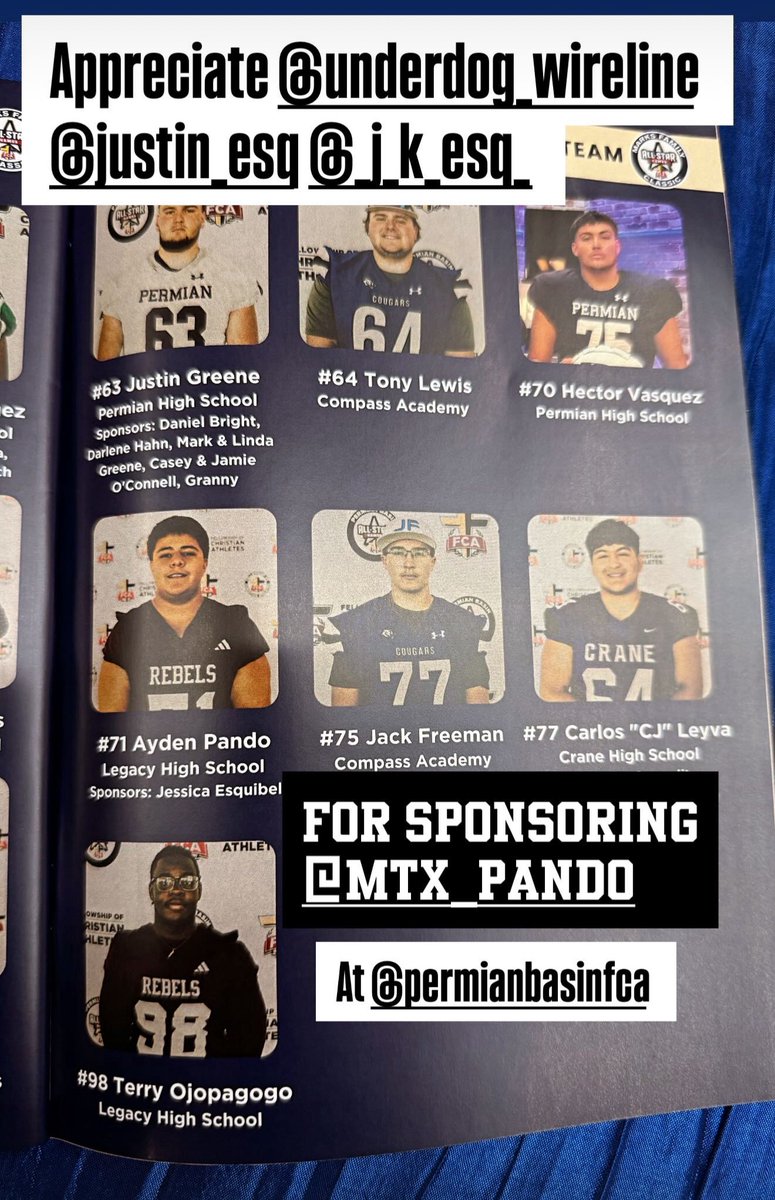 PatchBoyz_Pod's tweet image. Big Thanks To @UnderdogOFS @jesq3131_justin For Sponsoring Big Ayden at @TheFCATeam
#christian #athlete #westtexas #football #midlandtx