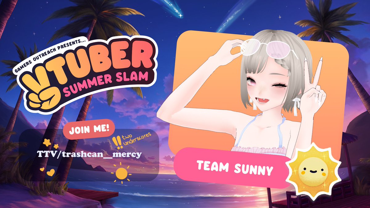 trashcanmercyvt's tweet image. Year 3! Join me for Vtuber Summer Slam 2025 and let's have some fun! #VTuberSS2025 Streaming on June 25th, Time is TBD