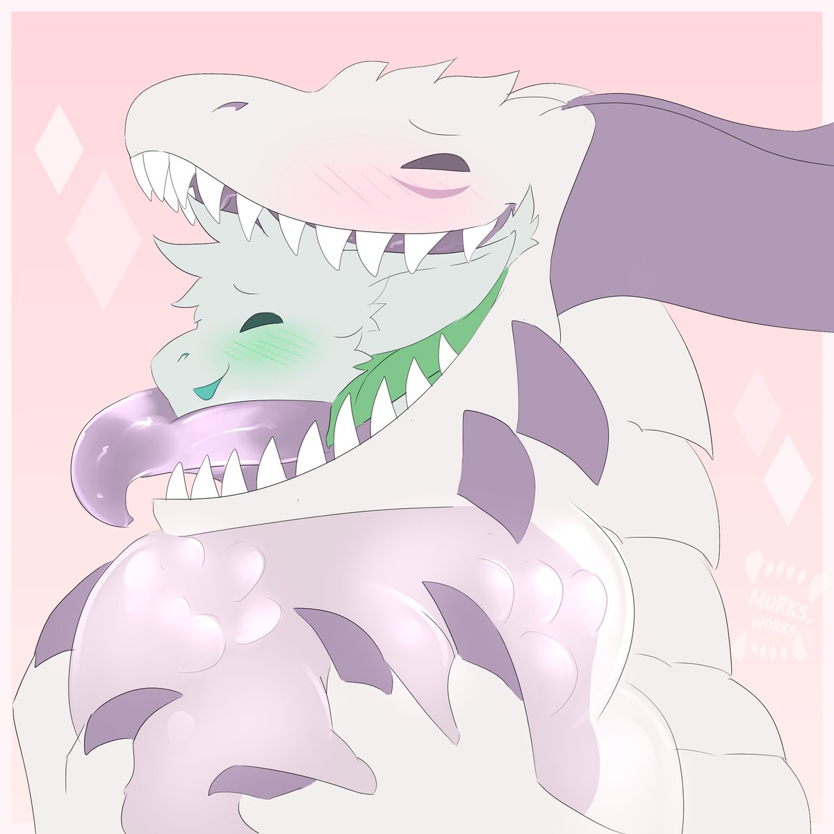There really is something wonderful about sharing a sweet moment with a great friend. I also love how this piece helps illustrate how soft and pliant Dragon!Murk's body is. All the better to keep you safe and cozy with, my dear!