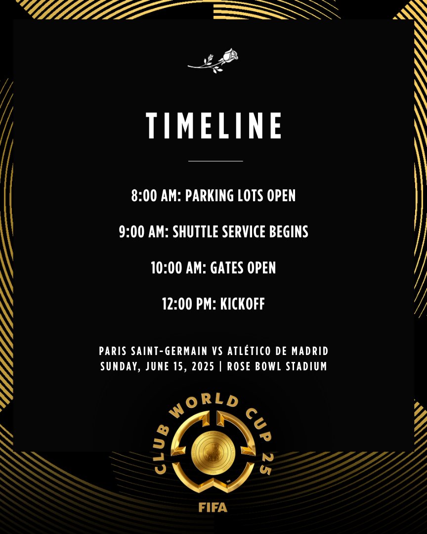Avoid delays &amp; arrive early! ⚽️ For all event details, visit rosebowlstadium.com

#FIFACWC #RoseBowlStadium