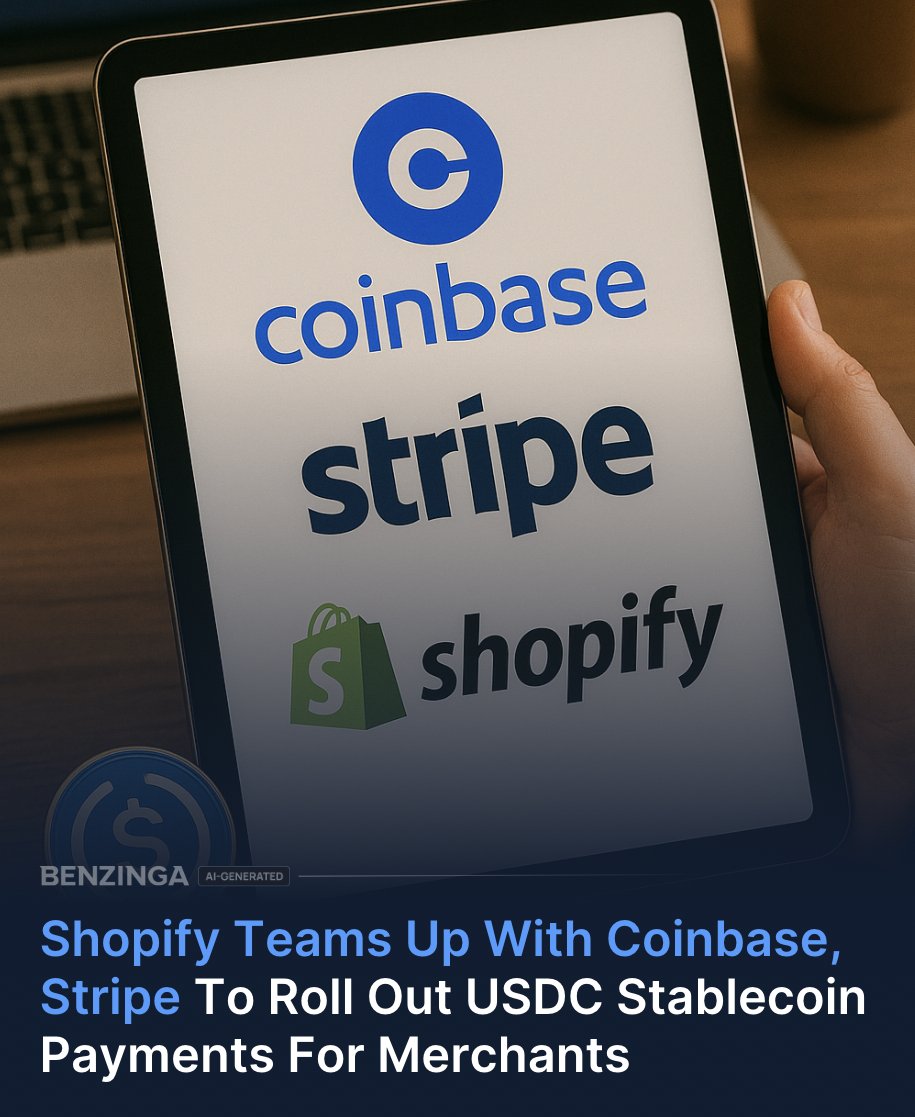 Shopify is expanding its crypto footprint by partnering with Coinbase and  Stripe to enable USD Coin (USDC) payments for merchants. CEO Tobi Lütke  announced Thursday that USDC, a dollar-pegged stablecoin, will now