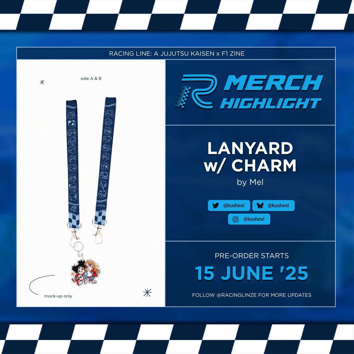 🏎️2 𝘿𝘼𝙔𝙎 𝙏𝙄𝙇𝙇 𝙋𝙍𝙀𝙊𝙍𝘿𝙀𝙍𝙎 𝙊𝙋𝙀𝙉!🏎️ 

✨Can you find your fav character on our perfect-for-the-track lanyard by <a href="/Kushexi/">Mel🍁✨</a>? Don't worry, Choso &amp; Yuki are there to help you out!✨   

Keep an 👀 on this space! POs for Racing Line open on June 15th at 9 am PST!