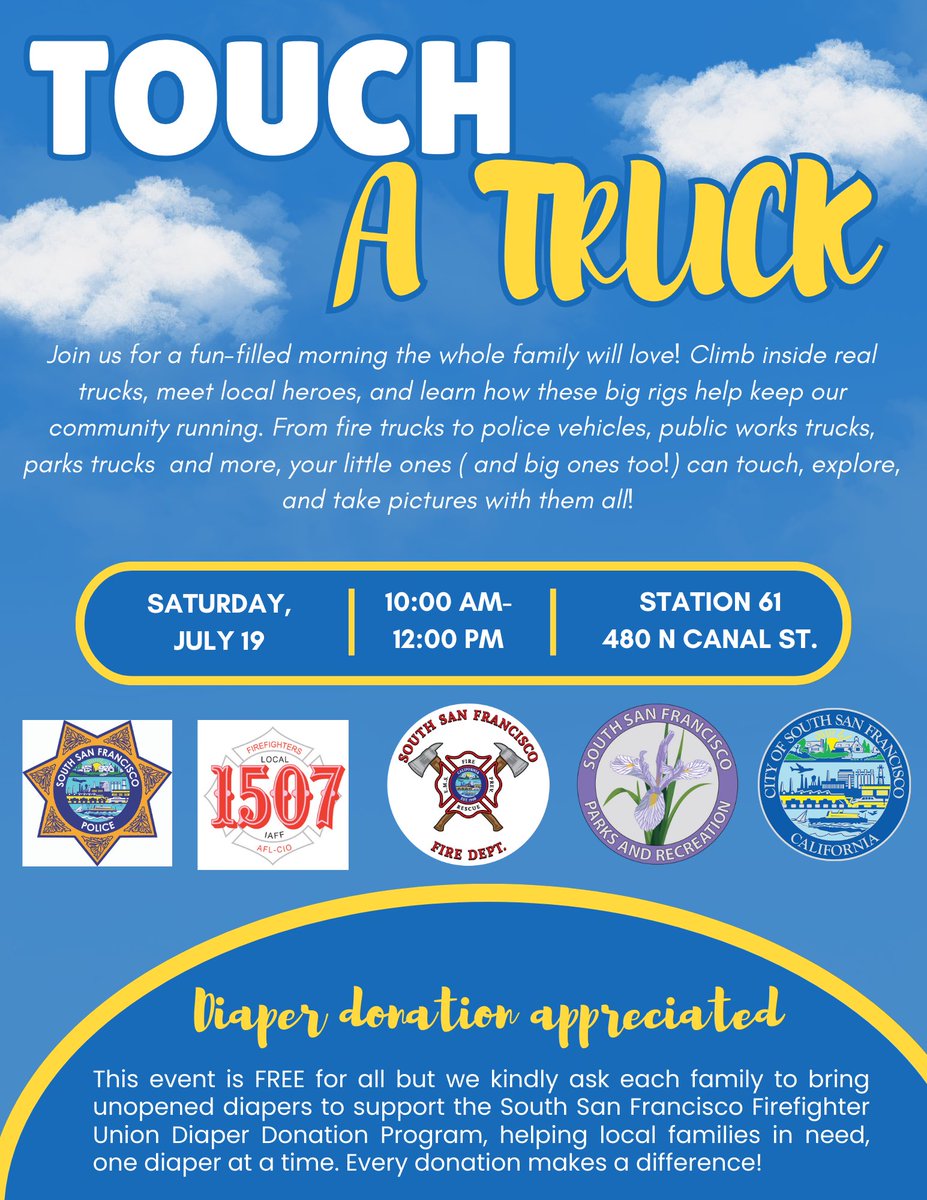 Join us for a fun-filled morning the whole family will love!

📅 Date: Saturday July 19, 2025
🕒 Time: 10:00AM – 12:00PM
📍 Location: Station 61, 480 N Canal St

DIAPER DONATION APPRECIATED!