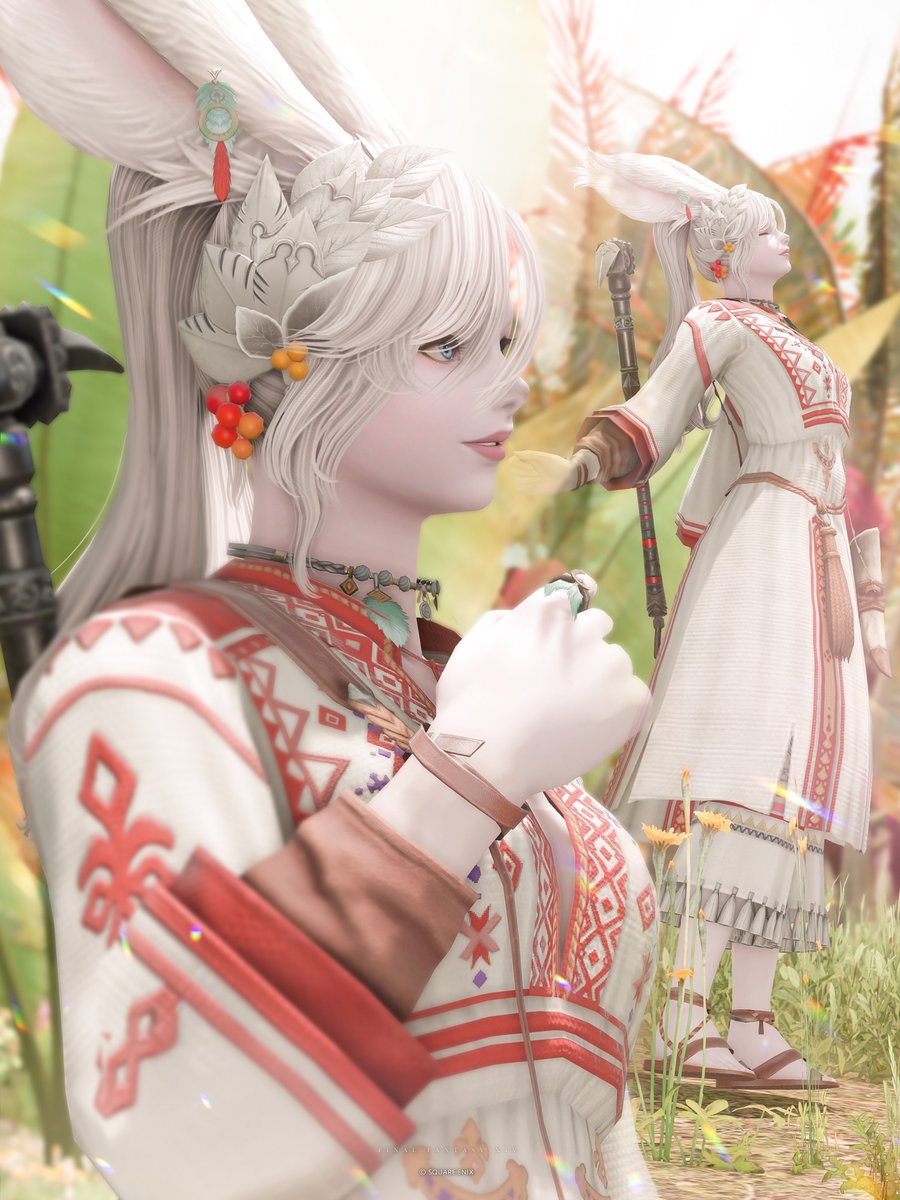 nmnn_mn's tweet image. ギャザラーのミラプリを夏仕様にした🌺
アクセサリーがかわいくてお気に入り！
#FF14 #ヴィエラ