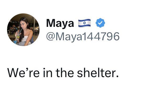 JanusRiot's tweet photo. ¿Todo bien en el refugio de Tel Aviv, @Maya144796? 😅

¿No estás llorando verdad?… Boo(m)

#telavivonfire #FuckTelAviv https://t.co/A7UTTbRw81
