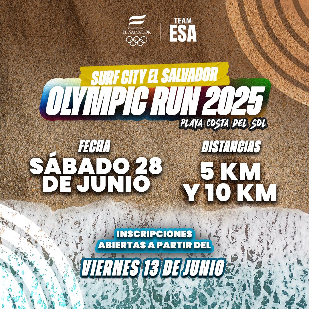Diario El Salvador (@elsalvador) on Twitter photo ¡Se viene la Surf City El Salvador Olympic Run 2025! 🌊🏃💨
Estamos cada día más cerca de esta increíble experiencia y no te las puedes perder. Puedes encontrar el link de inscripción en el perfil del <a href="/TeamESA_/">Comité Olímpico ESA</a>.
¡Nos vemos en la Costa! 😎 ¡Se viene la Surf City El Salvador Olympic Run 2025! 🌊🏃💨
Estamos cada día más cerca de esta increíble experiencia y no te las puedes perder. Puedes encontrar el link de inscripción en el perfil del <a href="/TeamESA_/">Comité Olímpico ESA</a>.
¡Nos vemos en la Costa! 😎