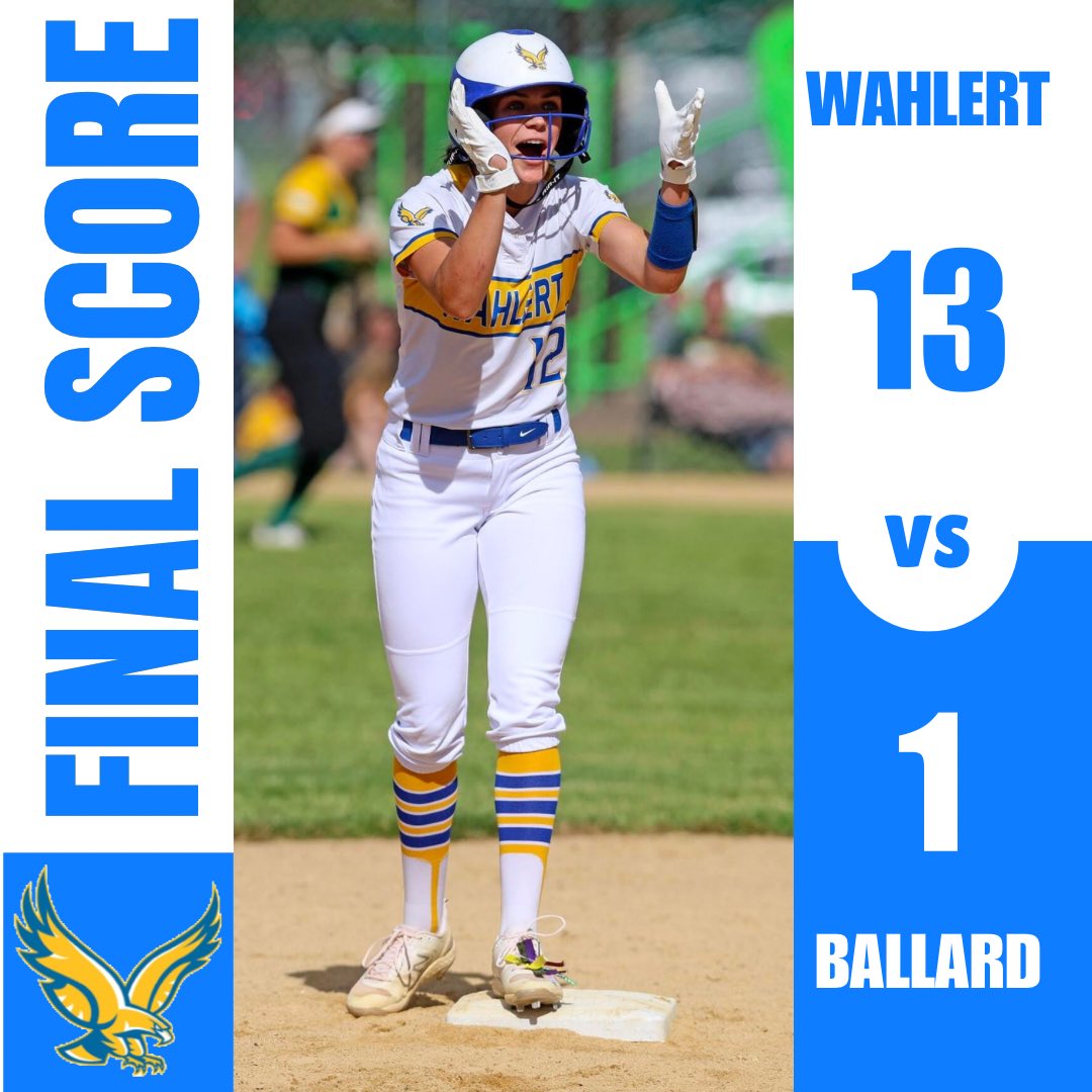 We take down Ballard 13-1! Anna Roling with the win. Roling and Hayley Lang with 2 hits a piece. Julia Roth with a 2 run Homerun and Ruth Tauber had a grand slam! Tauber scores 3x! First pitch vs 5A # 8 Ames at 7:00!!