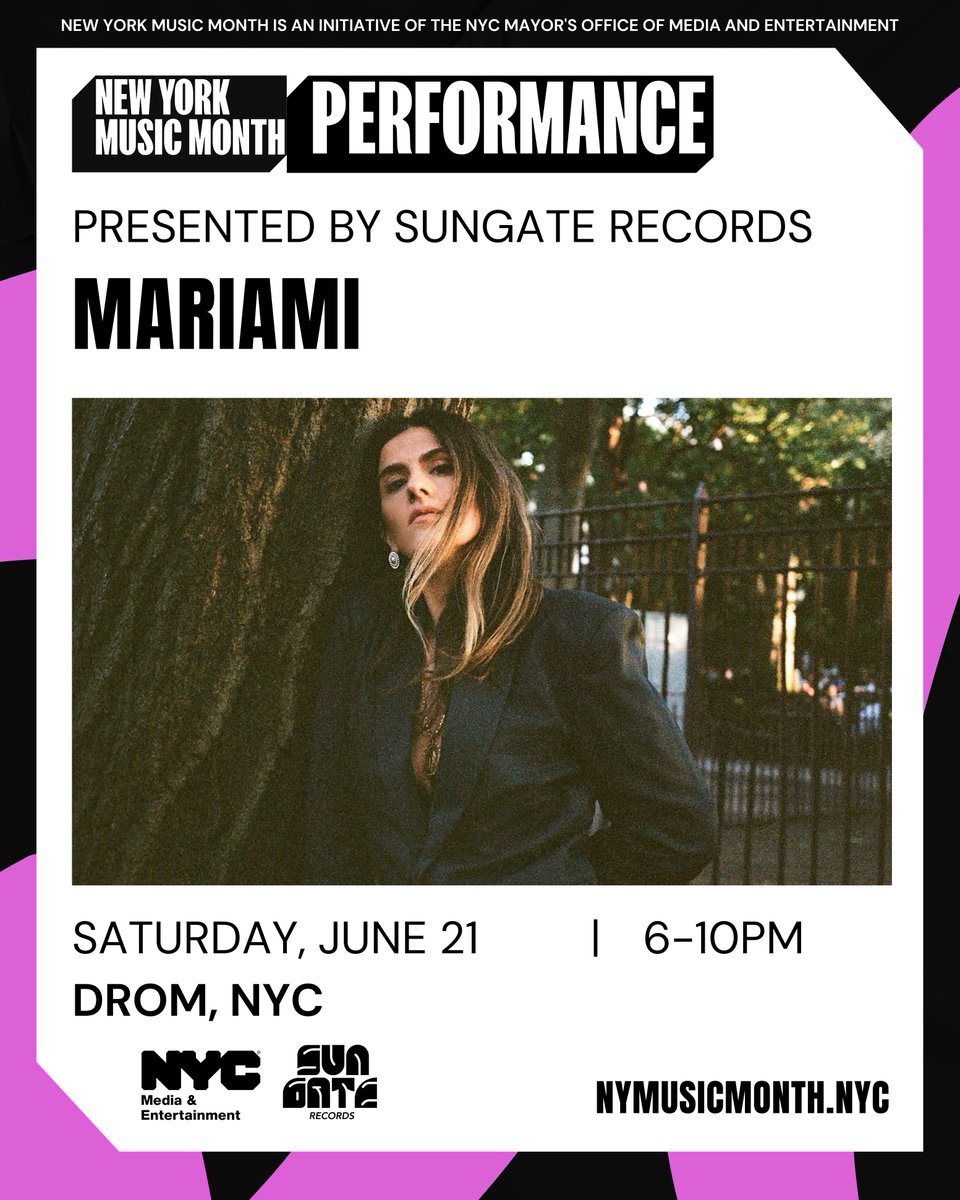 SungateMusicGrp's tweet image. Meet Mariami, the creative force behind Sungate Records and the visionary curating the Live From the Boroughs experience. On June 21, she brings that mission to life on stage. Catch her hosting alongside @ethanbmatt at DROM NYC, powered by @SungateMusicGrp + @MadeinNY.