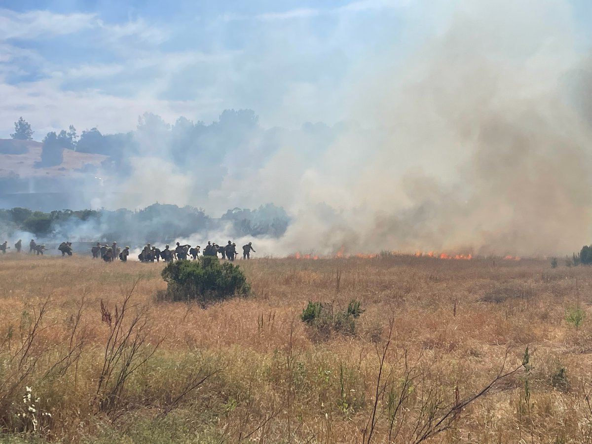 CALFIREAEU's tweet photo. #AmberFire: Ground and air resources are at the scene of a vegetation fire in the 5000 block of Bullard Drive in Shingle Springs (El Dorado County). The fire is burning in grass and oak woodland, and forward progress has been stopped at approximately 5 acres. https://t.co/6x8yKSHl1a