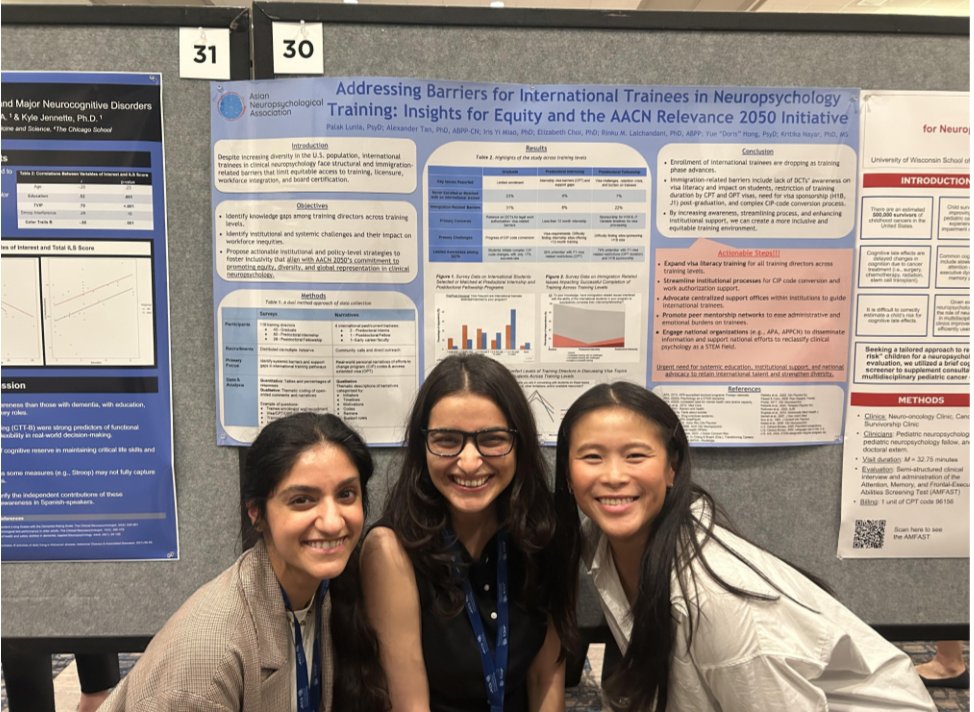 AsianNeuropsych's tweet image. Thrilled to share that ANA’s OPT Ad-Hoc Committee’s poster, “Addressing Barriers for International Trainees in Neuropsychology Training: Insights for Equity and the AACN Relevance 2050 Initiative”, has won AACN’s 2025 Diversity Poster Award! Congrats to Dr. Lunia and coauthors!